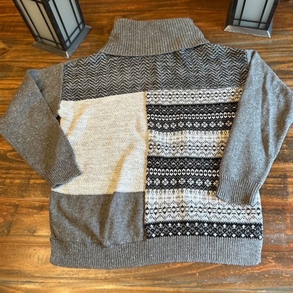 Chaps Sweater Cowl Neck Gray‎ Black & White Woman's Small